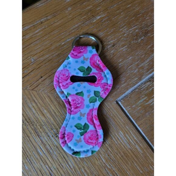 New Floral Neoprene Chapstick Holder Key Chain and chapstick - Picture 1 of 3